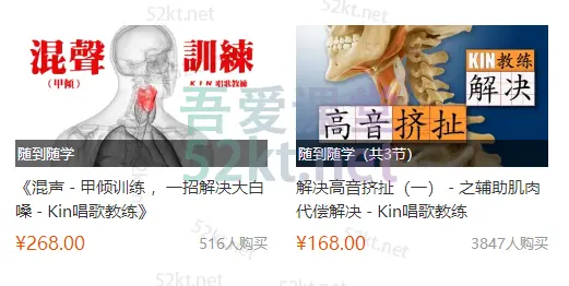 《混声甲倾训练·一招解决大白嗓·Kin唱歌教练》+《解决高音挤扯·第一阶段》价值436元,百度网盘-不可思议资源网
