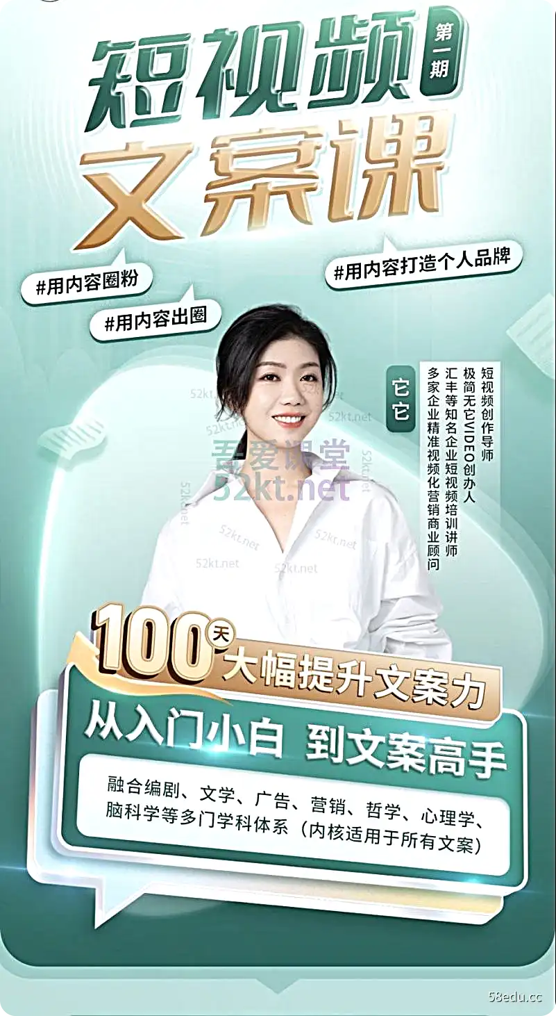 【文案课】第1期内测 100天大幅提升&ldquo;短视频文案力&rdquo;
