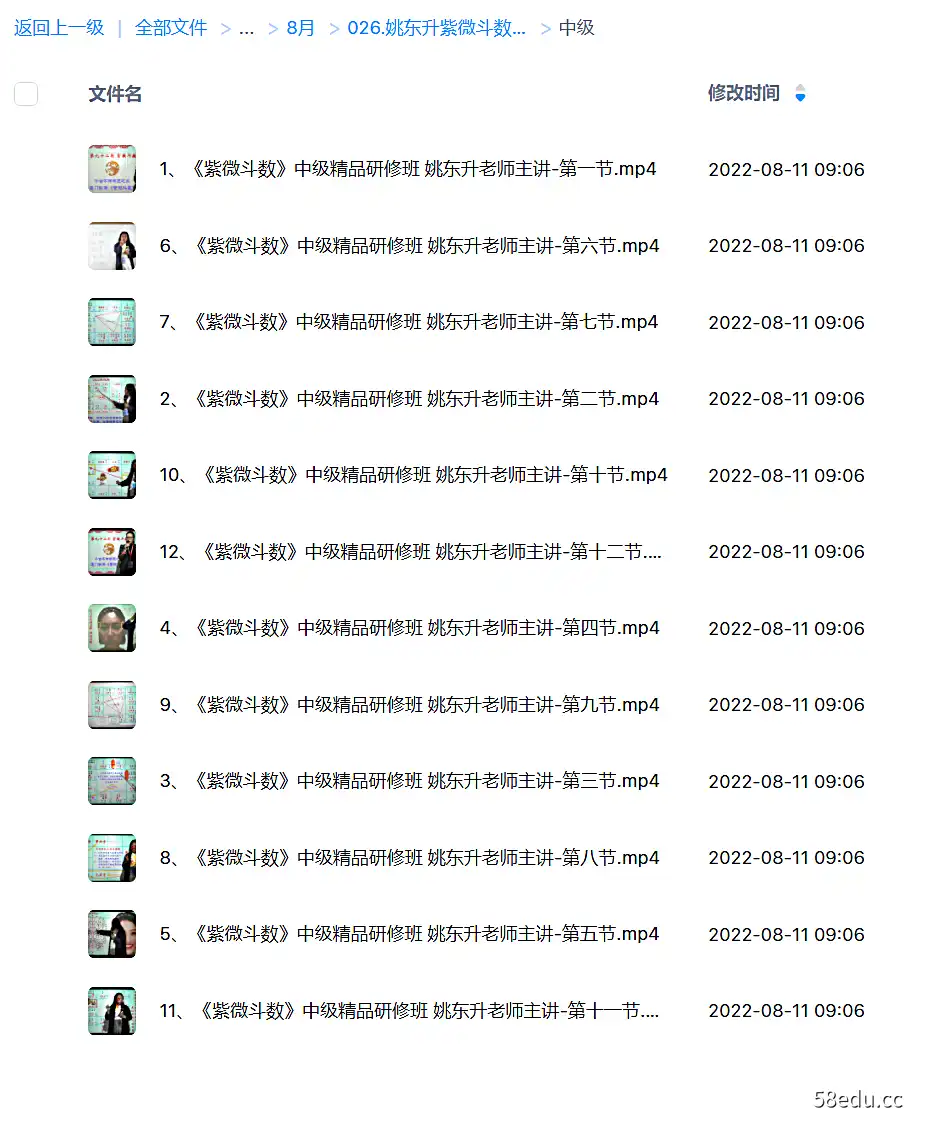 姚东升紫微斗数中级班+实战班视频24集|百度网盘下载-不可思议资源网
