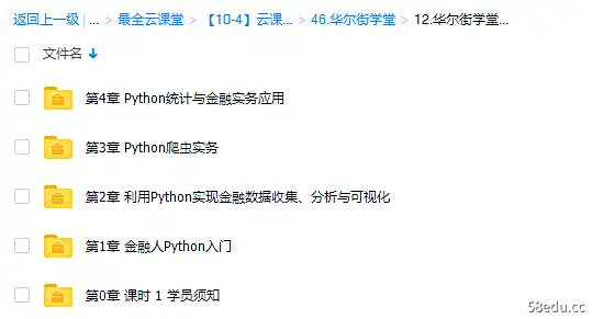华尔街学堂python金融实务从入门到精通（完结）|百度云网盘-不可思议资源网