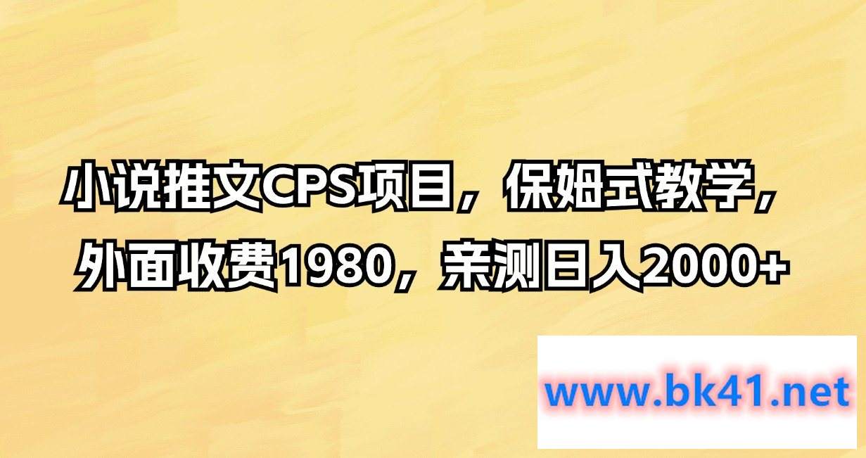 小说推文CPS项目,保姆式教学,外面收费1980,亲测日入2000+插图 小说推文CPS项目,保姆式教学,外面收费1980,亲测日入2000+插图