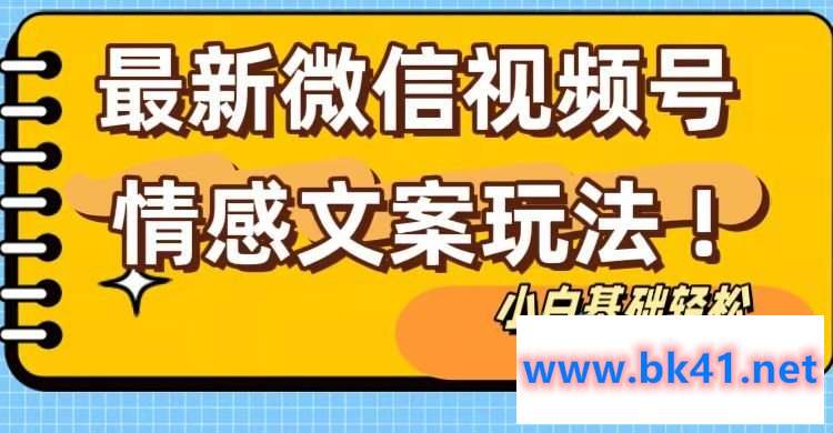 微信视频号情感文案最新玩法，小白轻松月入1万+无脑搬运-不可思议资源网