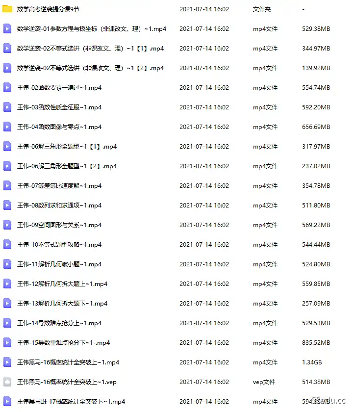 有道精品课高中王伟老师的数学黑马班知识点总结大全及公式|百度云网盘-不可思议资源网